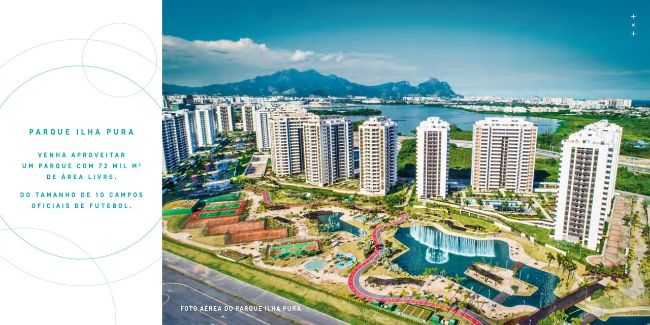 Vista aérea do Parque Ilha Pura — 72 mil m² de área verde