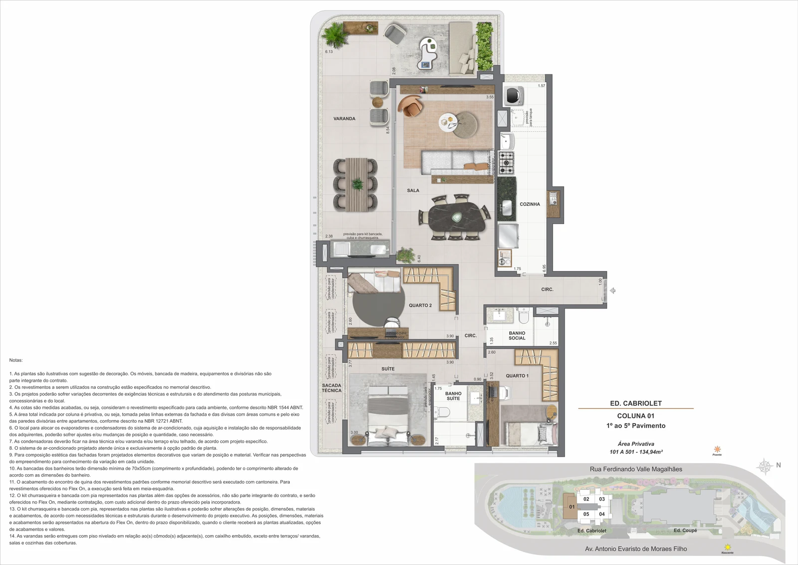 Planta 2 quartos ou 2 suítes — 83 a 88 m² — Coupé Tower