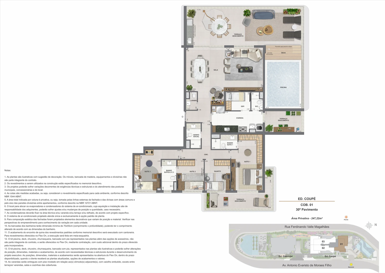 Planta Coberturas lineares — 185 a 275 m² — Coupé Tower