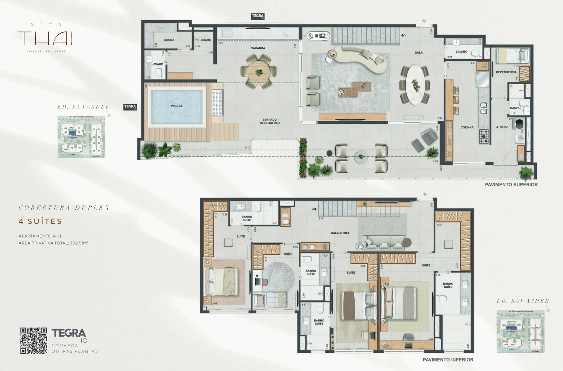 Planta Coberturas Duplex — 309 a 400 m² — Gran Thai