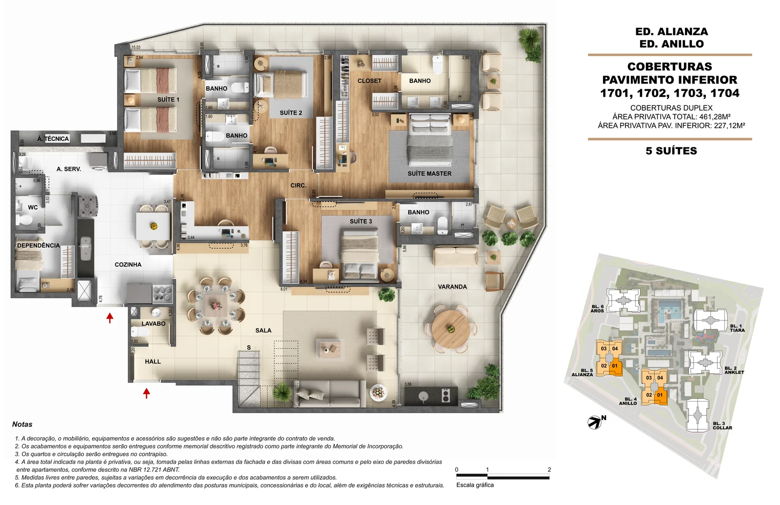 Planta Cobertura Alianza — 461,28 m² — ORO Ilha Pura