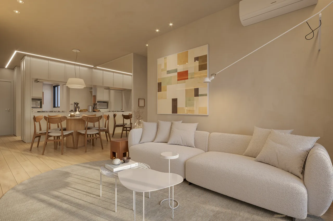 Living decorado do Symphony Residences