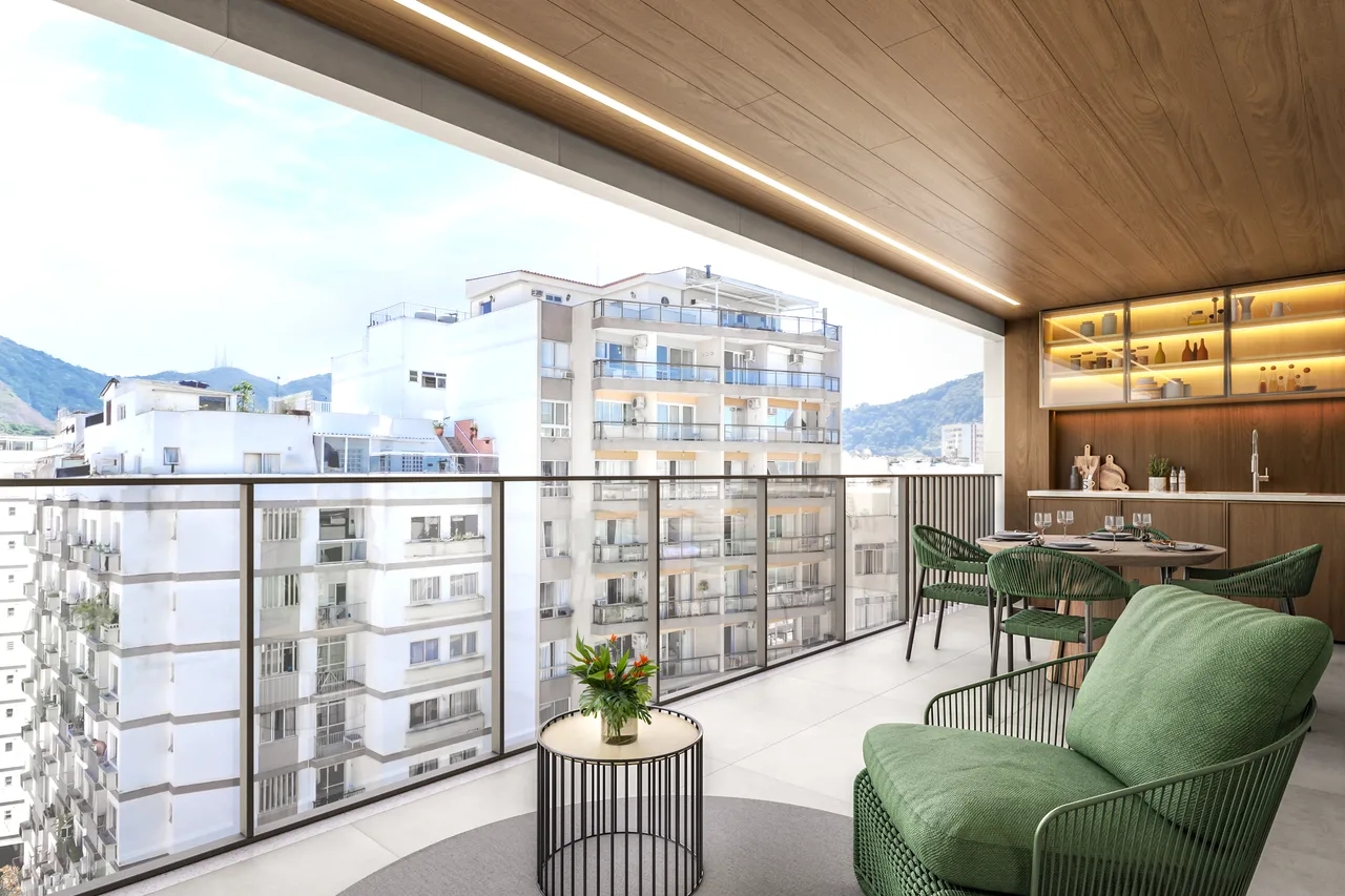 Varanda decorada do Symphony Residences